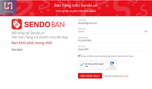 Hướng dẫn cách mở shop bán hàng trên Sendo bước 1