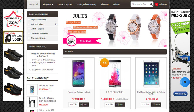 Mẫu website bán hàng công nghệ, điện tử
