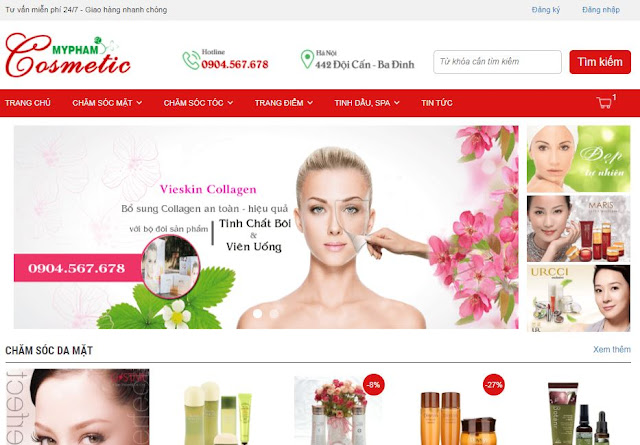 Mẫu website bán mỹ phẩm, trang sức