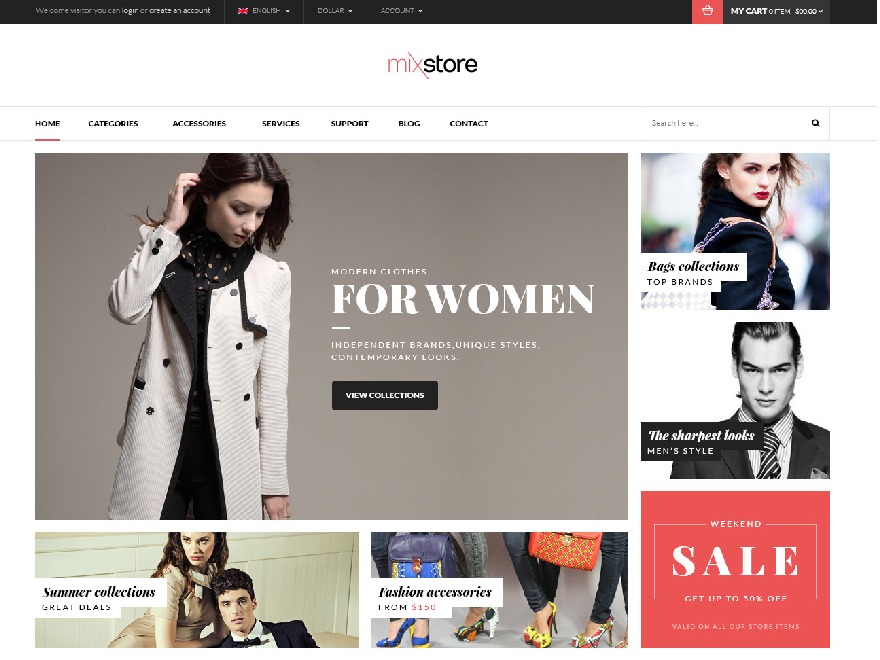 Mẫu website bán hàng quần áo, thời trang